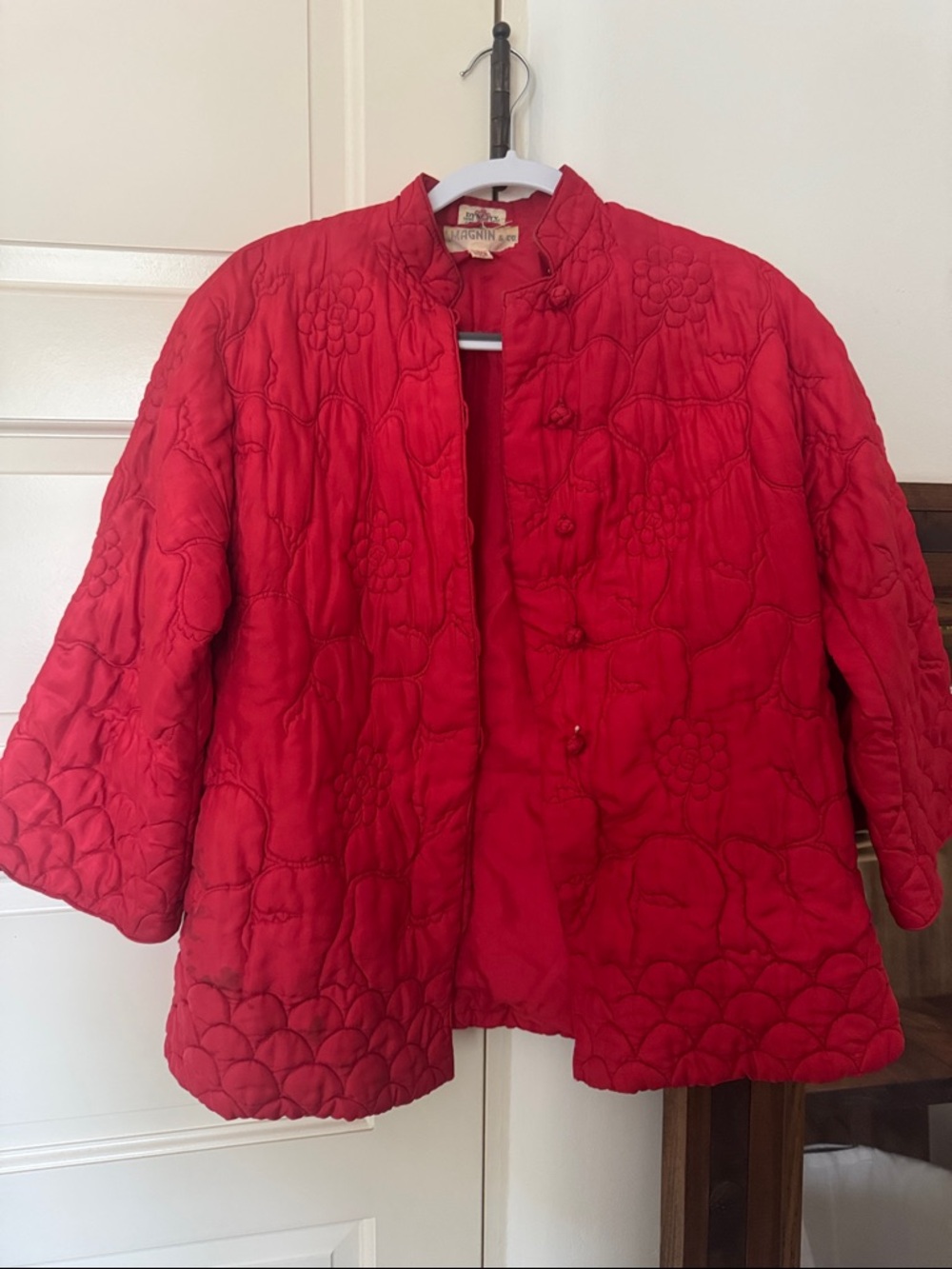 Red Quilted Floral-Pattern Puffer Jacket by Margaritaville